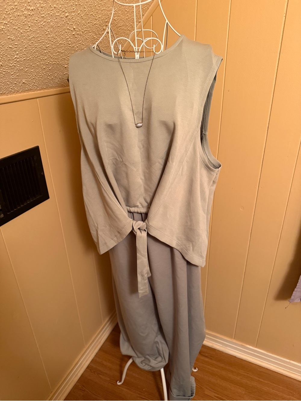 DAVI & DANI 2 piece top and bottom set in a 1X olive green with Kendra Scott